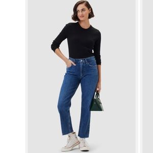 Agolde Kye Mid Rise Straight Crop Raw Hem Stretch Jeans Organic Blend Size 27